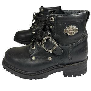 Harley Davidson Women's Faded Glory Black Motorcycle Boots #81024 Size 6.5 Shoes